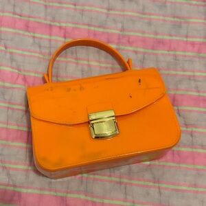 Orange Handbag with Gold Accent